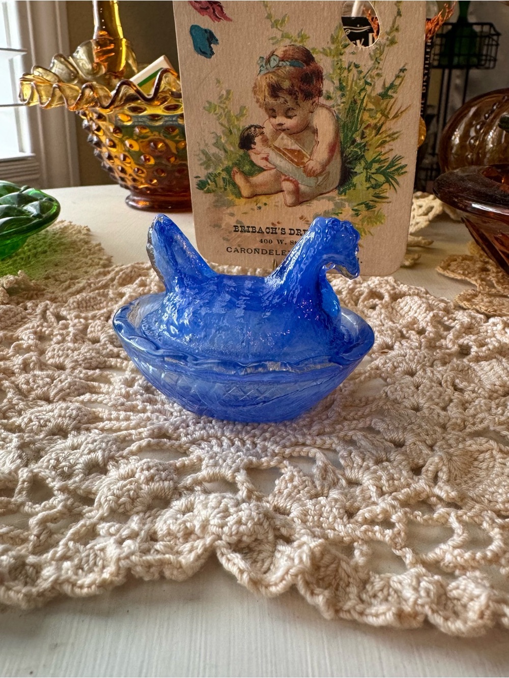 Blue Slag Hen on Nest Salt Cellar
